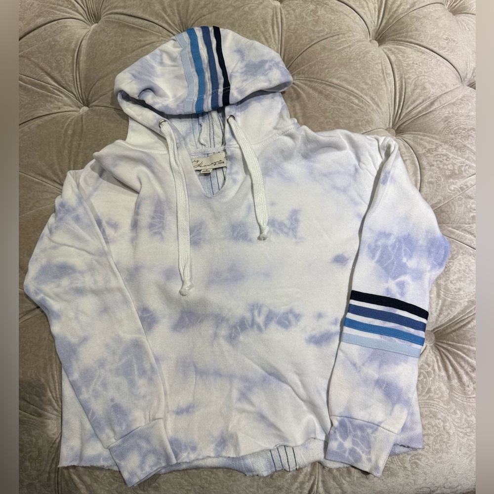 Vintage Havana Light Blue Tie-Dye Cotton Hoodie Sweater